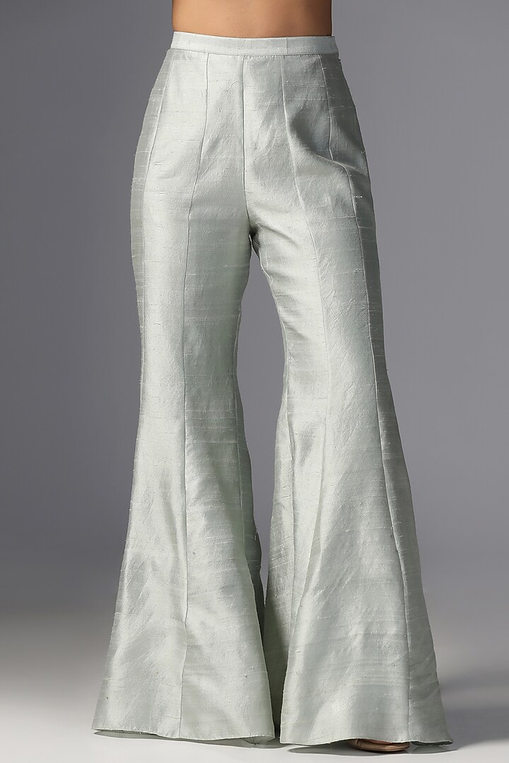 Aqua Raw Silk Palazzo Pant Set by Yashodhara at Pernia's Pop Up Shop