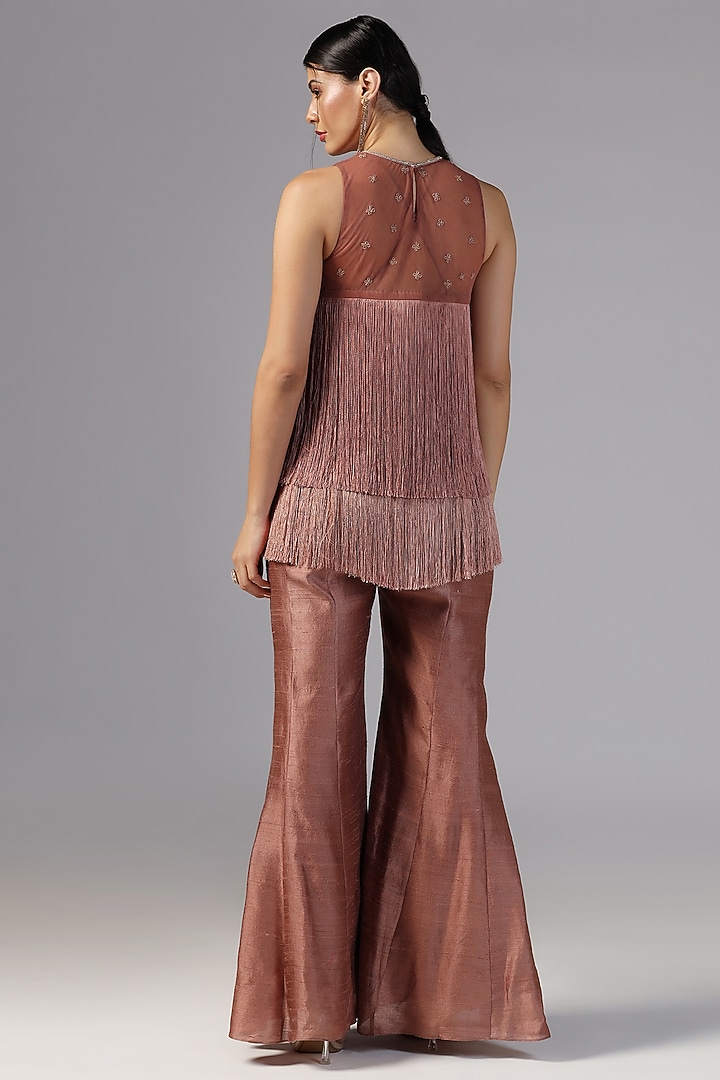 Caramel Raw Silk Palazzo Pant Set by Yashodhara at Pernia's Pop Up Shop