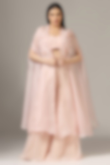 Pink Organza Cape Set by Yashodhara at Pernia's Pop Up Shop