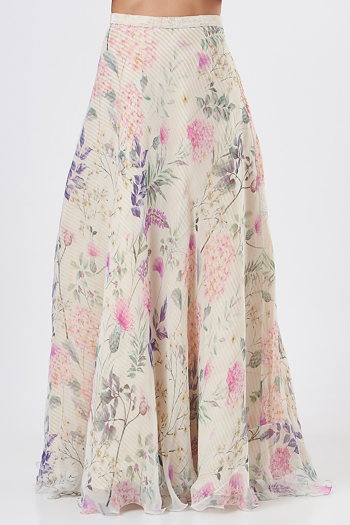 White Chiffon Printed Wedding Lehenga Set by Yashodhara at Pernia's Pop Up Shop