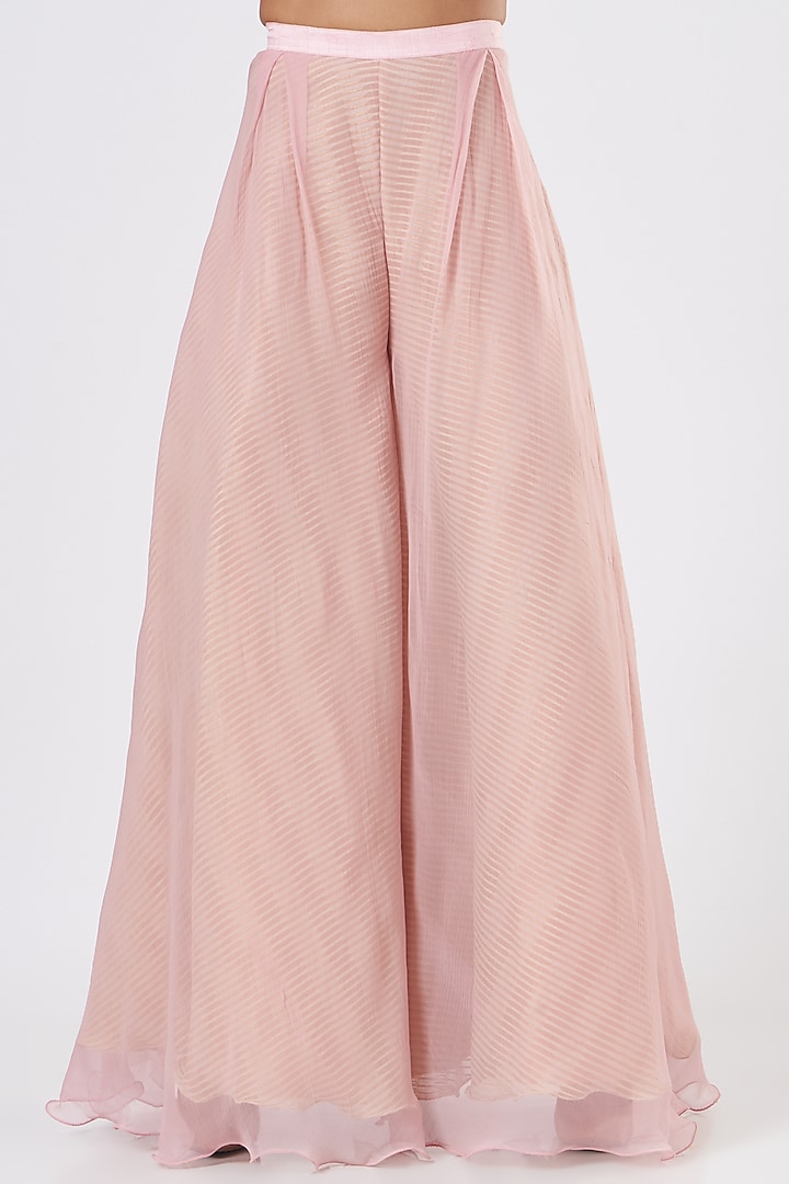 Blush Pink Chiffon & Raw Silk Jacket Set by Yashodhara at Pernia's Pop Up Shop