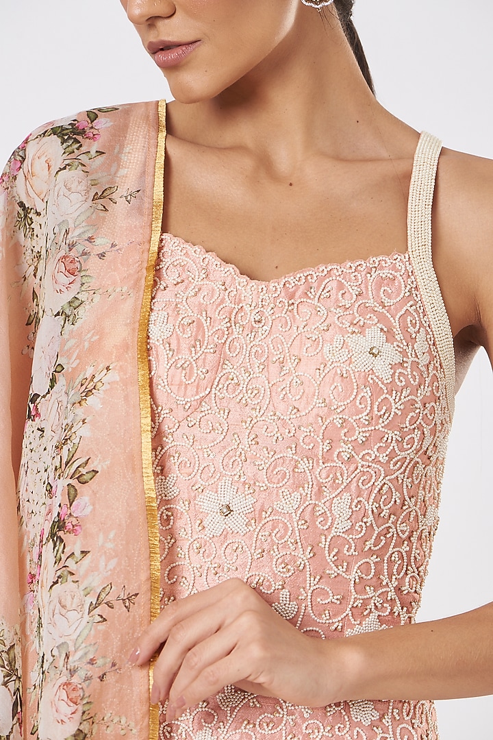 Peach Chiffon Wedding Sharara Set by Yashodhara at Pernia's Pop Up Shop