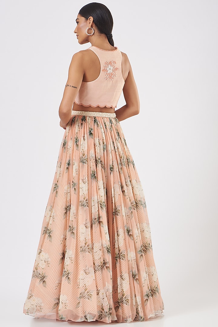 Blush Pink Floral Embroidered Wedding Lehenga Set by Yashodhara at Pernia's Pop Up Shop