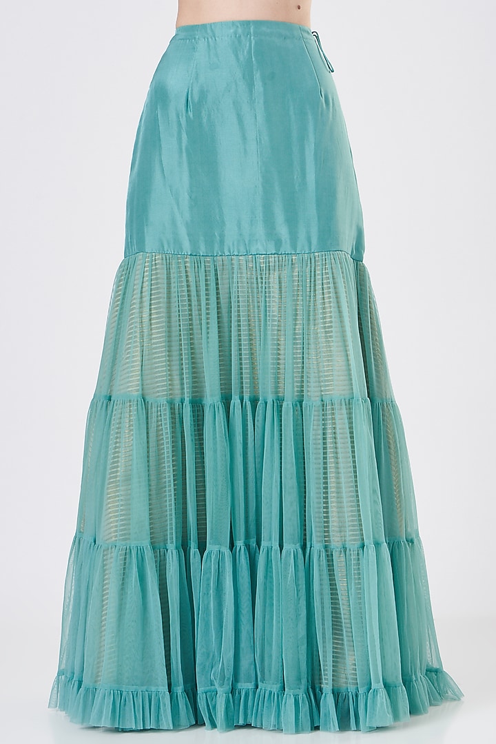 Blue Raw Silk Wedding Sharara Set by Yashodhara at Pernia's Pop Up Shop