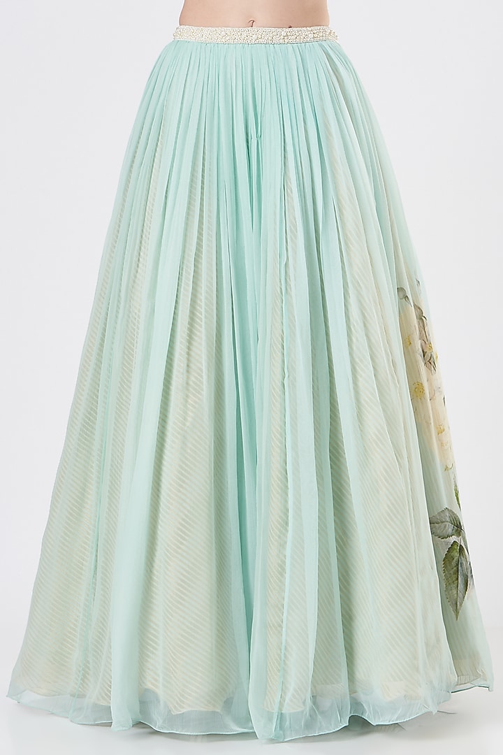 Sea Green Printed Wedding Lehenga Set by Yashodhara at Pernia's Pop Up Shop