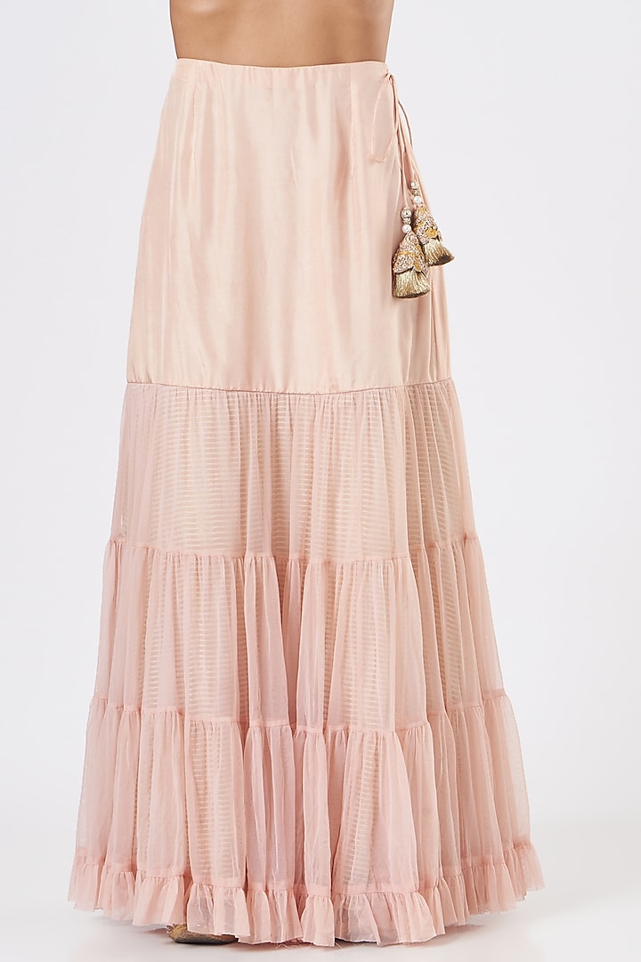 Peach Net Wedding Sharara Set by Yashodhara at Pernia's Pop Up Shop