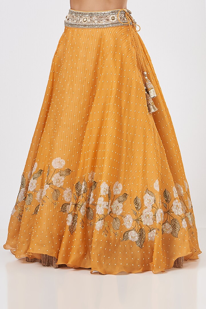 Orange Floral Printed Wedding Lehenga Set by Yashodhara at Pernia's Pop Up Shop