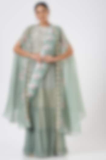 Mint Green Organza Wedding Lehenga Set by Yashodhara at Pernia's Pop Up Shop