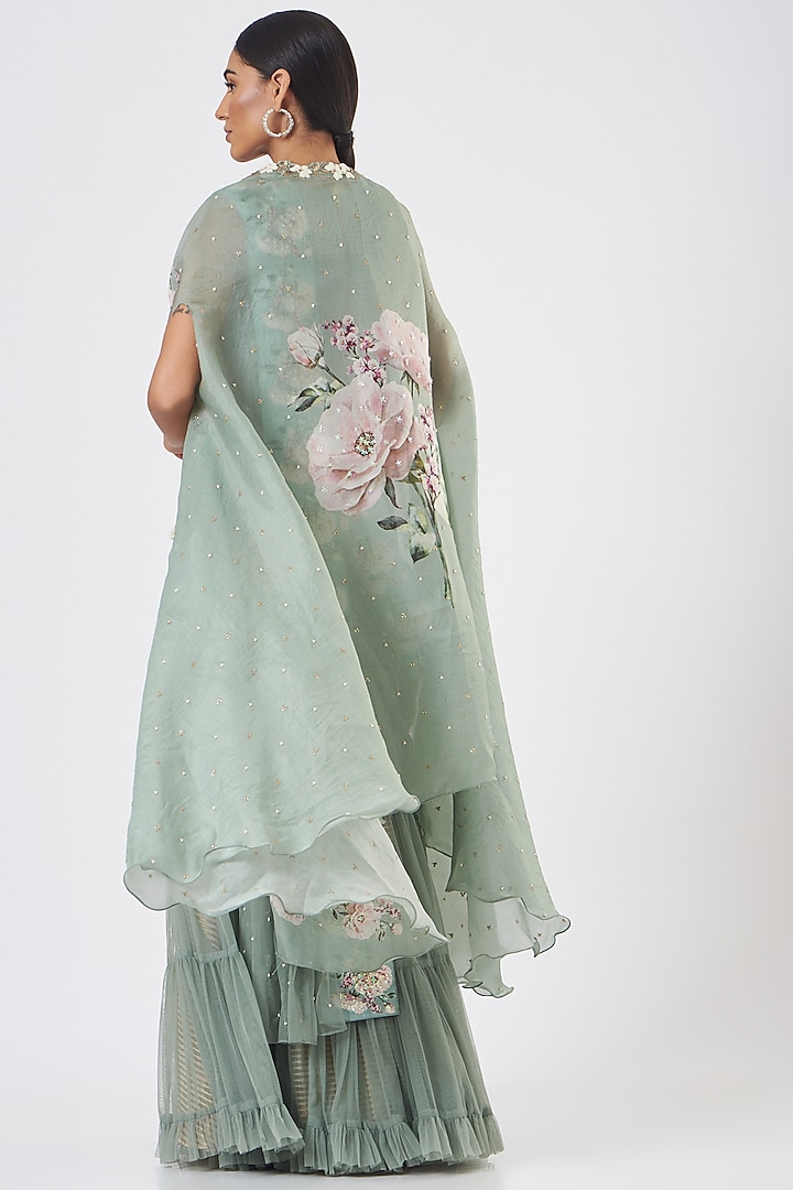 Mint Green Organza Wedding Lehenga Set by Yashodhara at Pernia's Pop Up Shop
