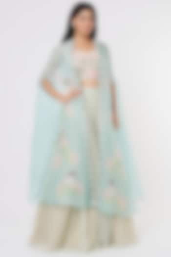 Eco Green Organza Cape Set by Yashodhara at Pernia's Pop Up Shop