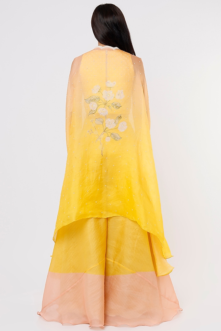 Yellow Digital Printed Cape Set by Yashodhara at Pernia's Pop Up Shop
