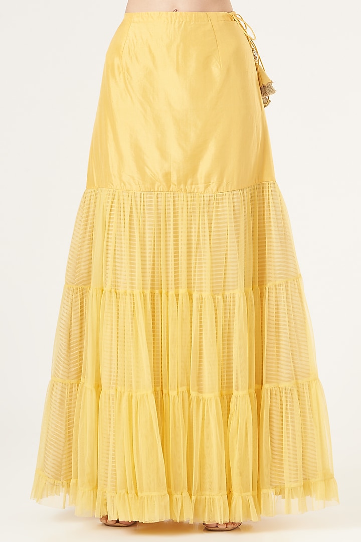 Yellow Net Gharara Set by Yashodhara at Pernia's Pop Up Shop