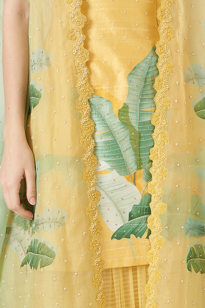 Yellow Net Gharara Set by Yashodhara at Pernia's Pop Up Shop