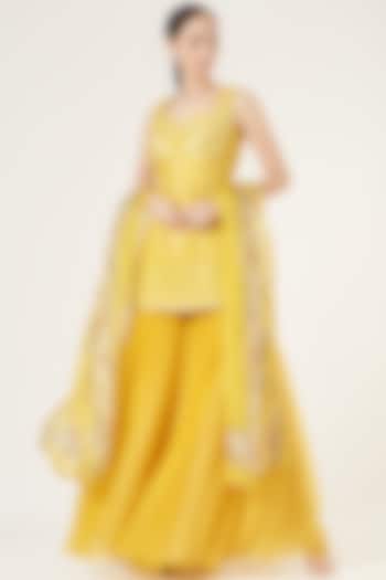 Mango Chiffon Gharara Set by Yashodhara at Pernia's Pop Up Shop