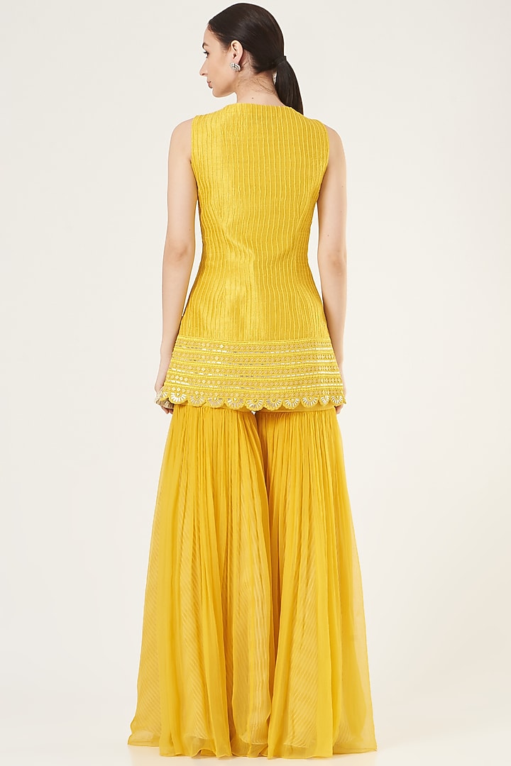 Mango Chiffon Gharara Set by Yashodhara at Pernia's Pop Up Shop