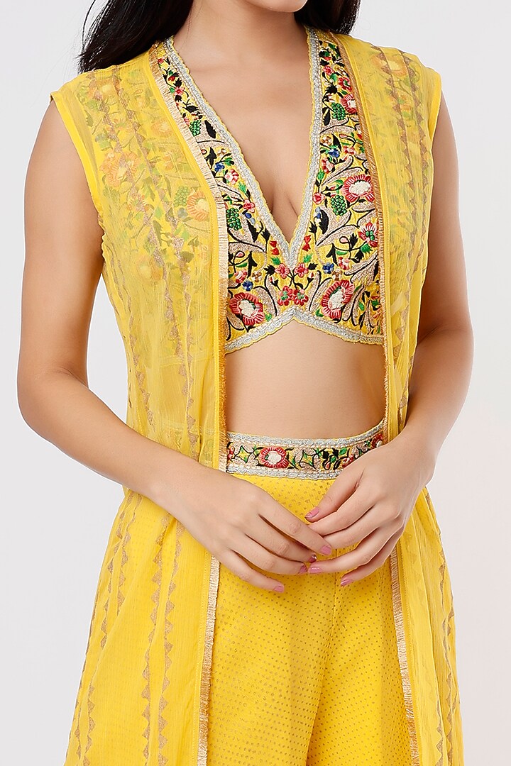 Yellow Printed Pant Set by Yashodhara at Pernia's Pop Up Shop