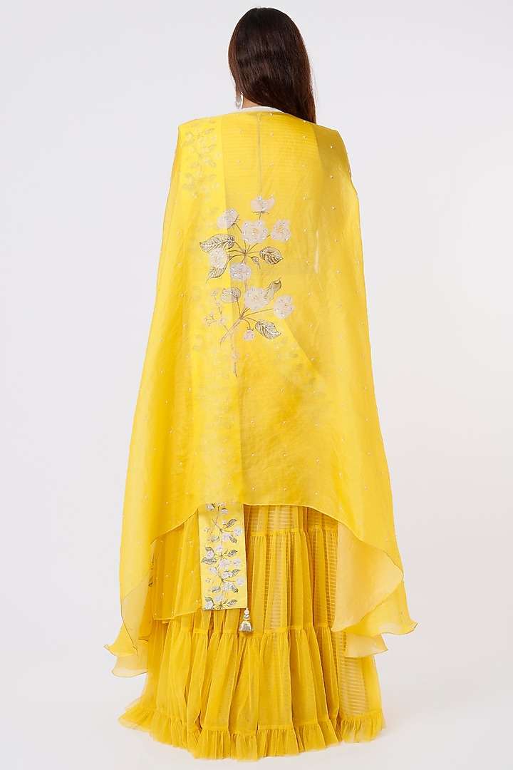Yellow Embroidered Wedding Lehenga Set by Yashodhara at Pernia's Pop Up Shop