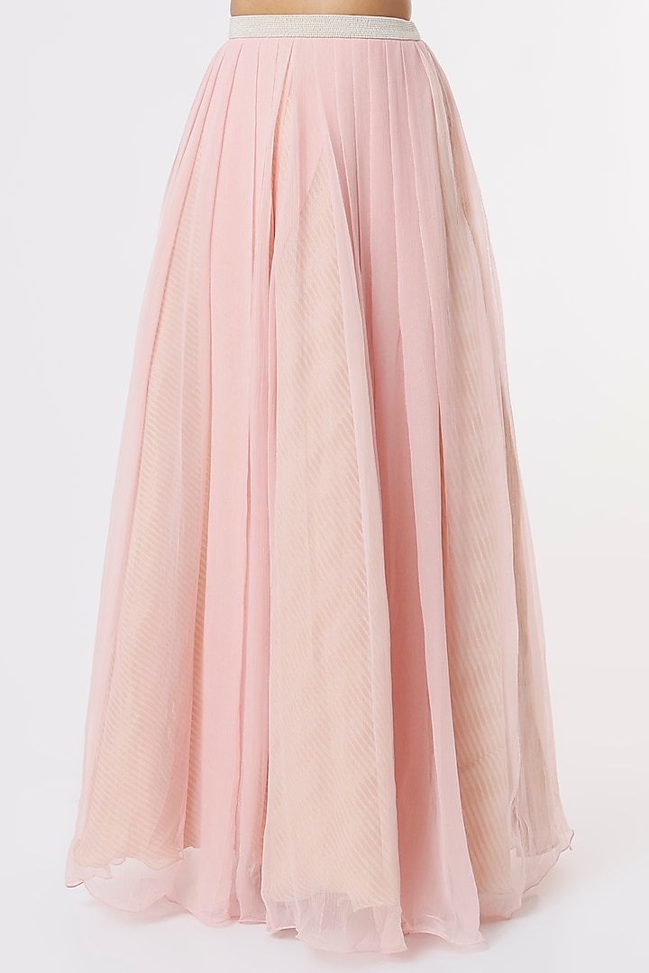 Blush Pink Chiffon Wedding Lehenga Set by Yashodhara at Pernia's Pop Up Shop