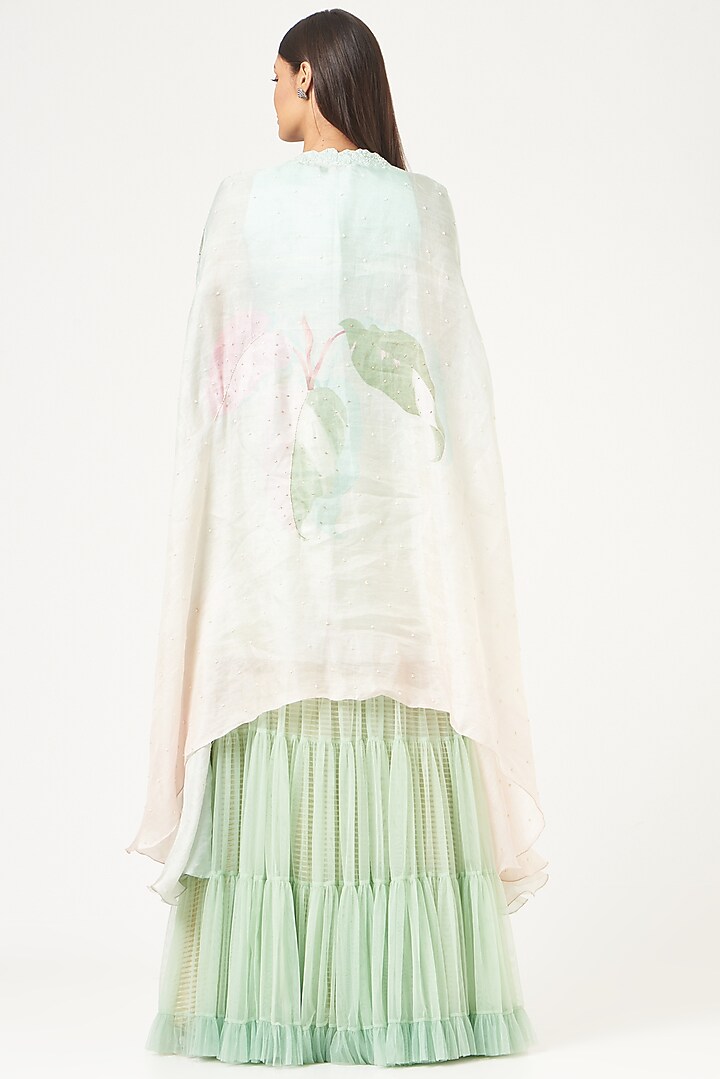 Mint Green Raw Silk Wedding Sharara Set by Yashodhara at Pernia's Pop Up Shop