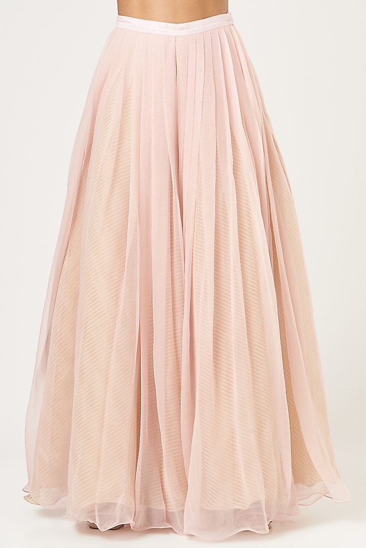 Blush Pink Chiffon Palazzo Pant Set by Yashodhara at Pernia's Pop Up Shop
