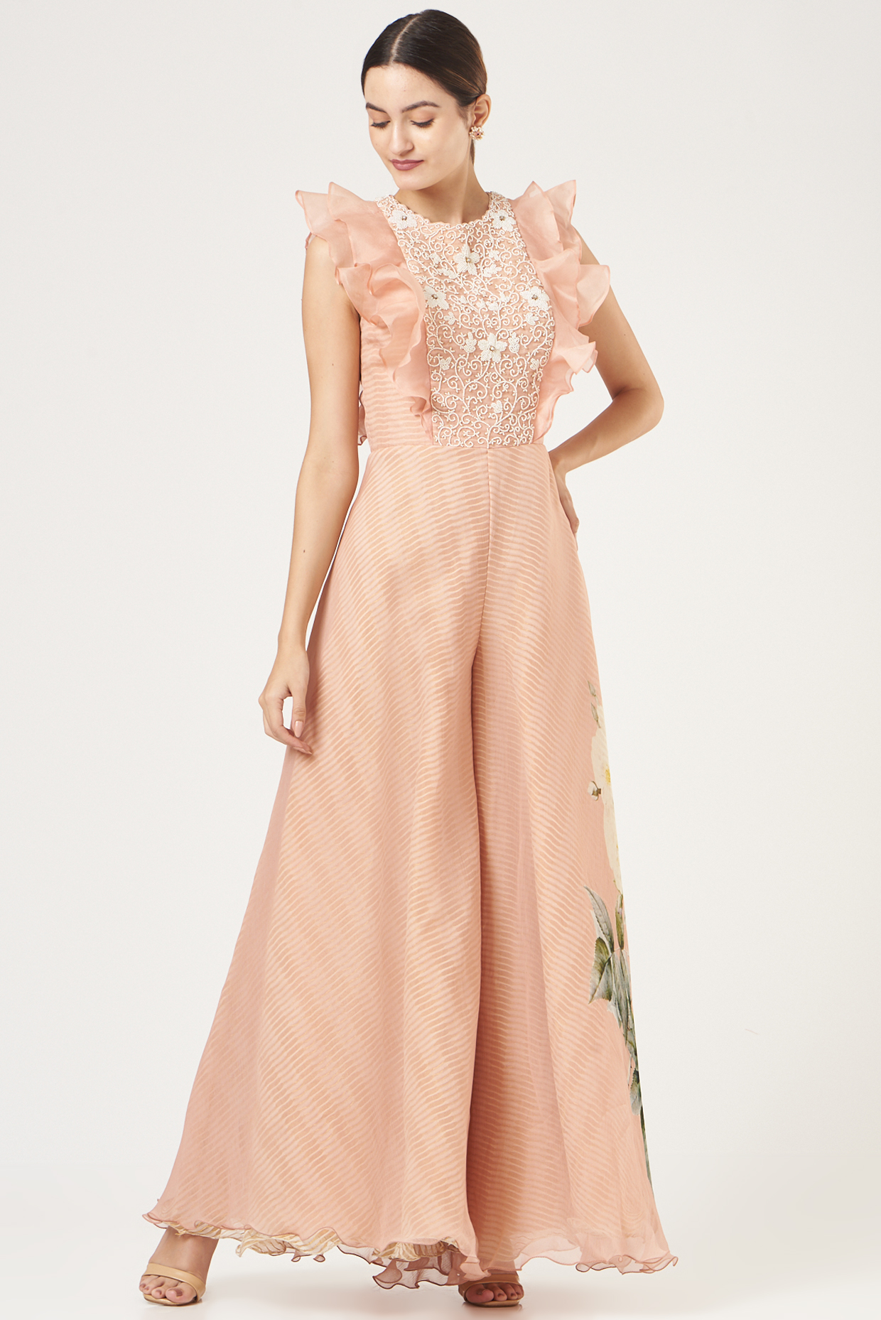 Victoriana foil print jumpsuit cheap