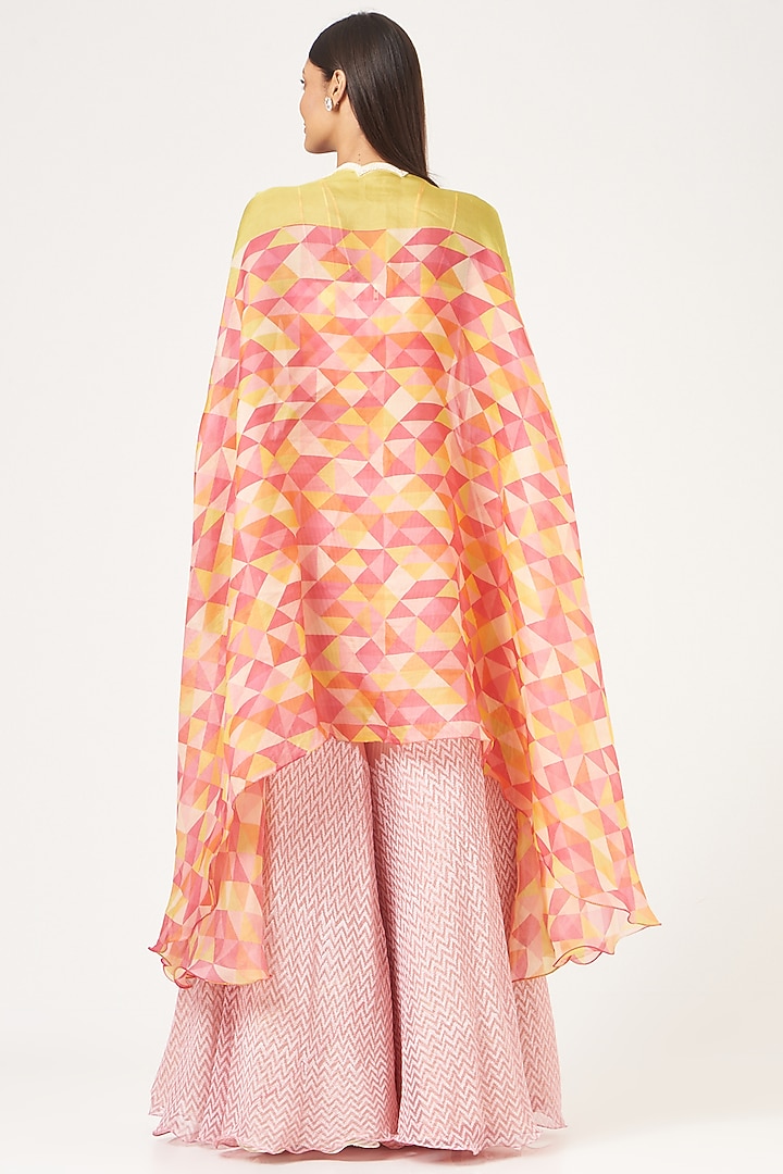 Multi-Colored Printed Prism Cape Set by Yashodhara at Pernia's Pop Up Shop