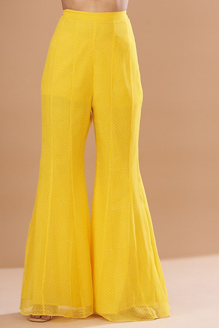 Yellow Raw Silk Embroidered Kurta Set by Yashodhara at Pernia's Pop Up Shop