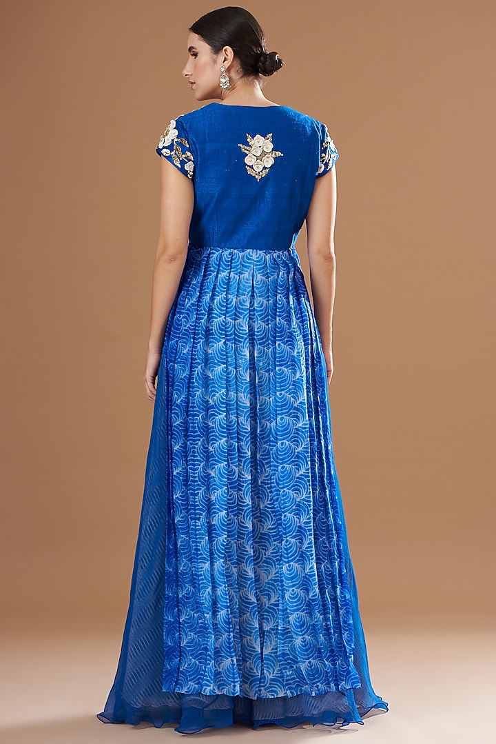 Blue Shibori Cape Set by Yashodhara at Pernia's Pop Up Shop