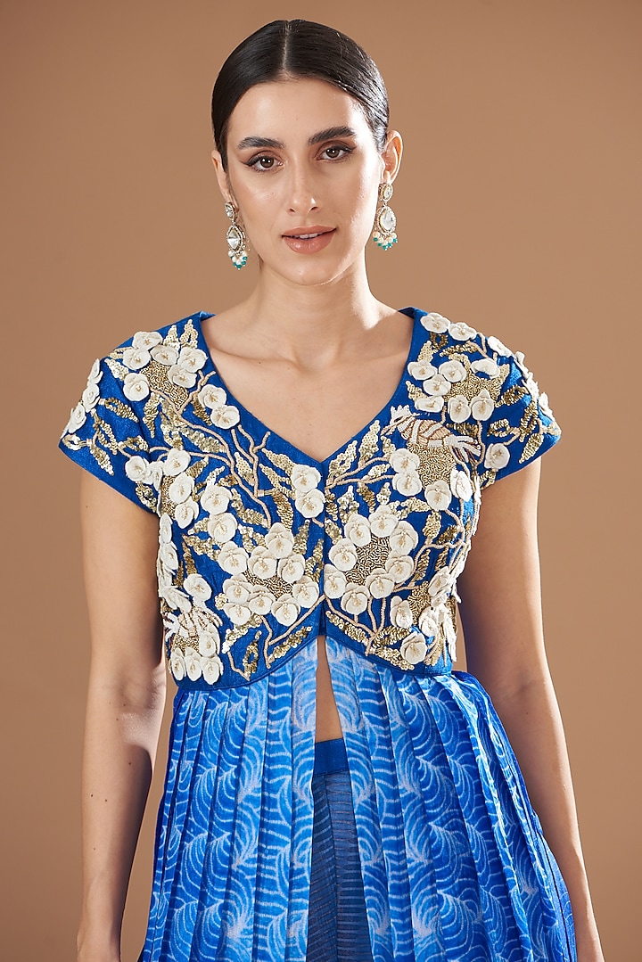 Blue Shibori Cape Set by Yashodhara at Pernia's Pop Up Shop