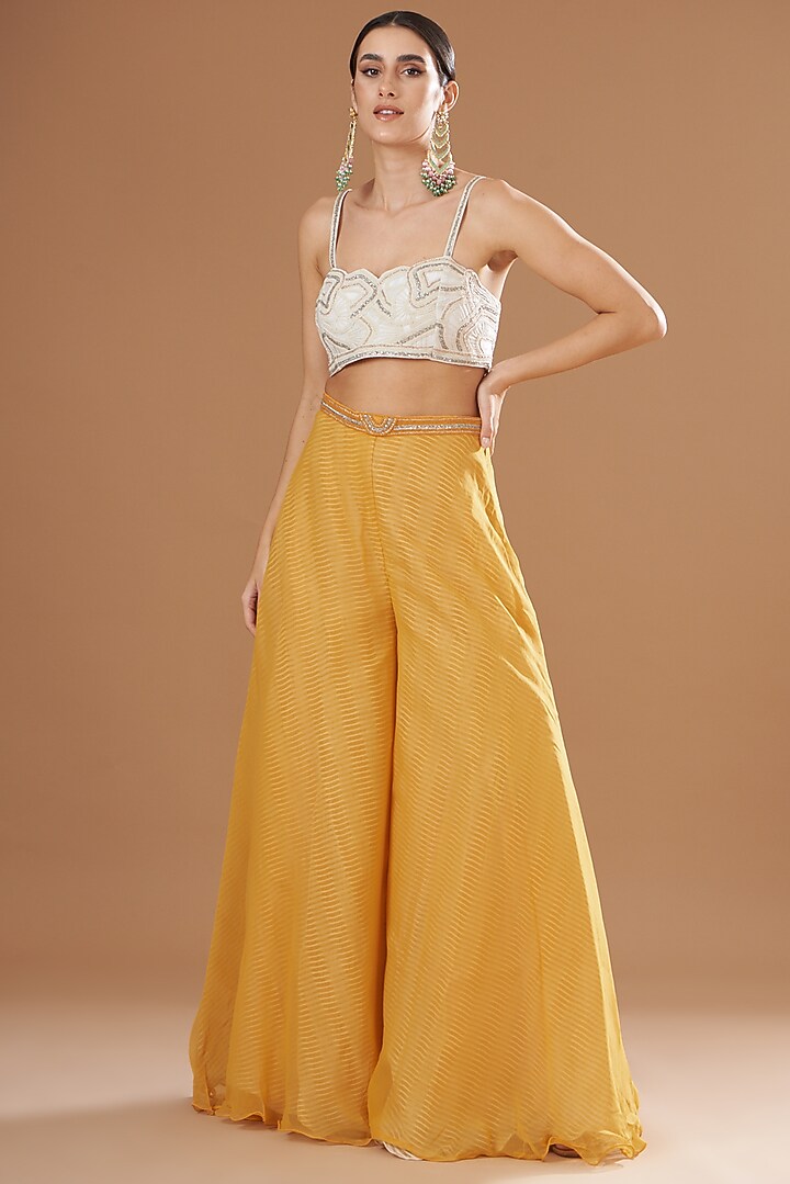Yellow Shibori Cape Set by Yashodhara at Pernia's Pop Up Shop