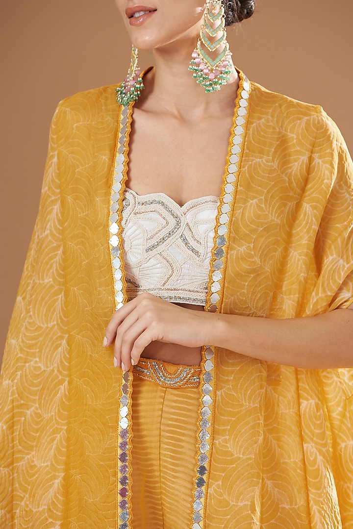 Yellow Shibori Cape Set by Yashodhara at Pernia's Pop Up Shop