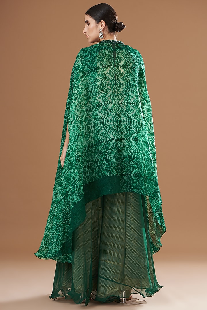 Green Shibori Cape Set by Yashodhara at Pernia's Pop Up Shop