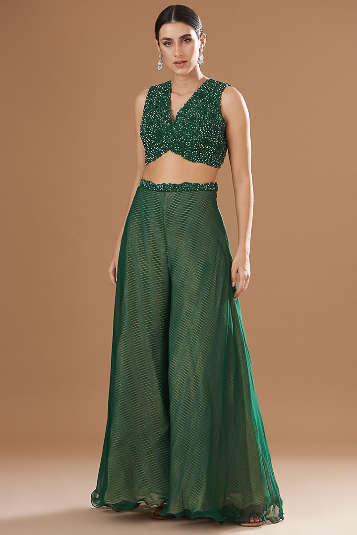 Green Shibori Cape Set by Yashodhara at Pernia's Pop Up Shop