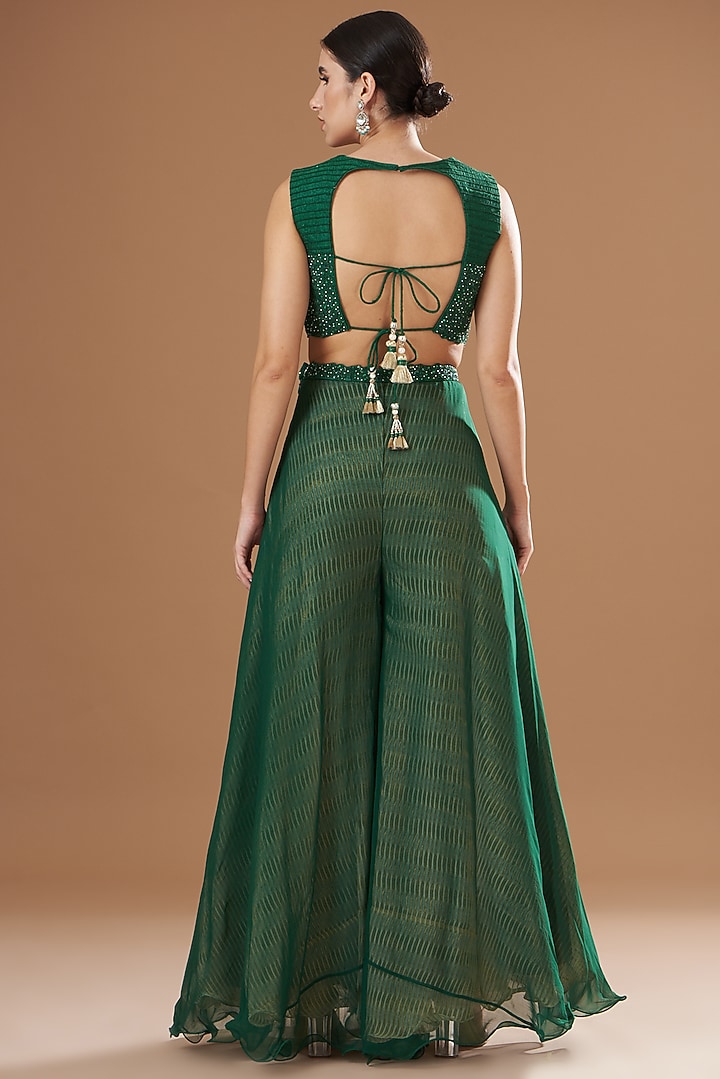 Green Shibori Cape Set by Yashodhara at Pernia's Pop Up Shop