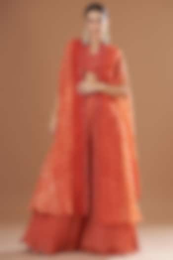 Red Shibori Cape Set by Yashodhara at Pernia's Pop Up Shop