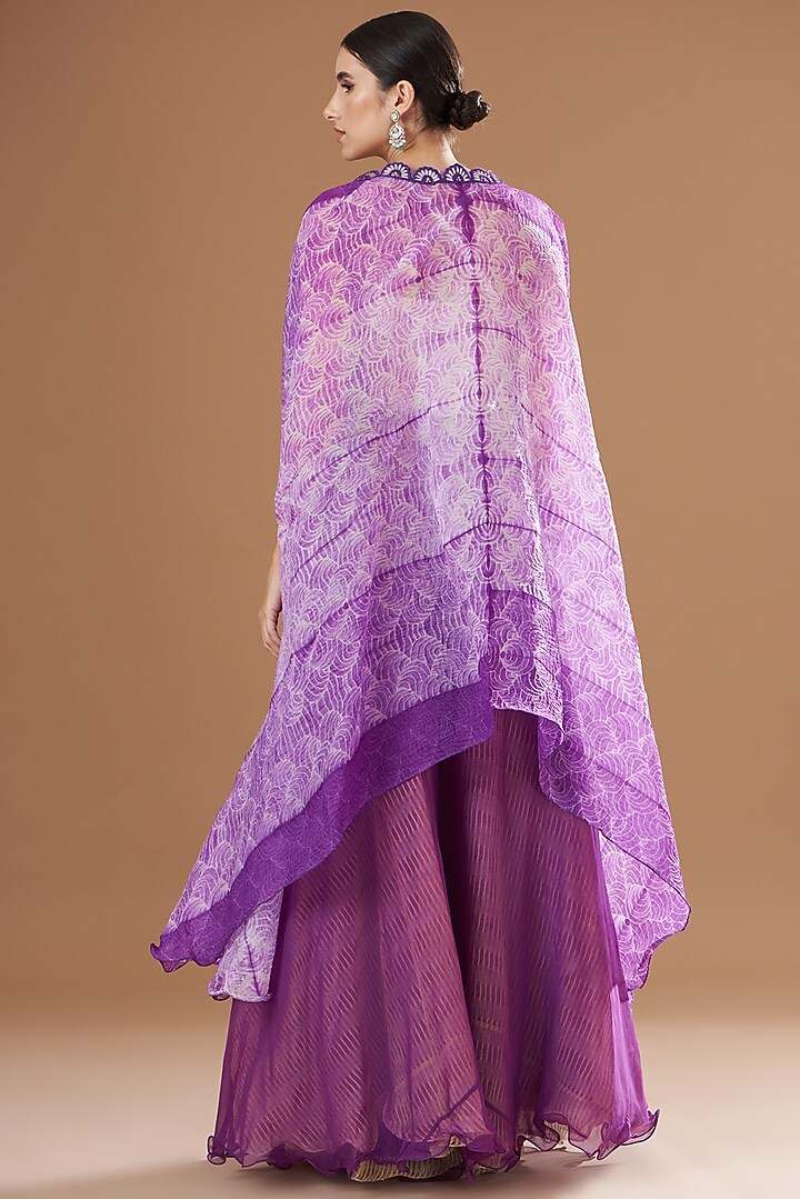 Purple Shibori Cape Set by Yashodhara at Pernia's Pop Up Shop