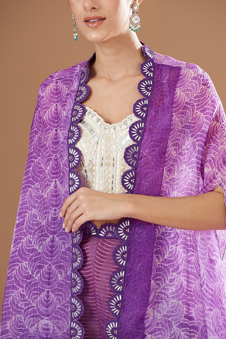 Purple Shibori Cape Set by Yashodhara at Pernia's Pop Up Shop
