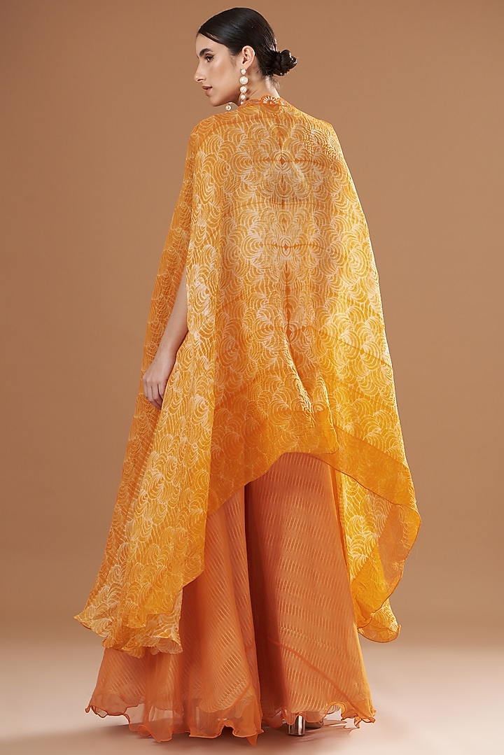 Orange Shibori Cape Set by Yashodhara at Pernia's Pop Up Shop