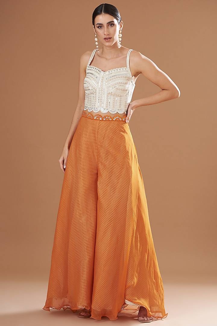 Orange Shibori Cape Set by Yashodhara at Pernia's Pop Up Shop