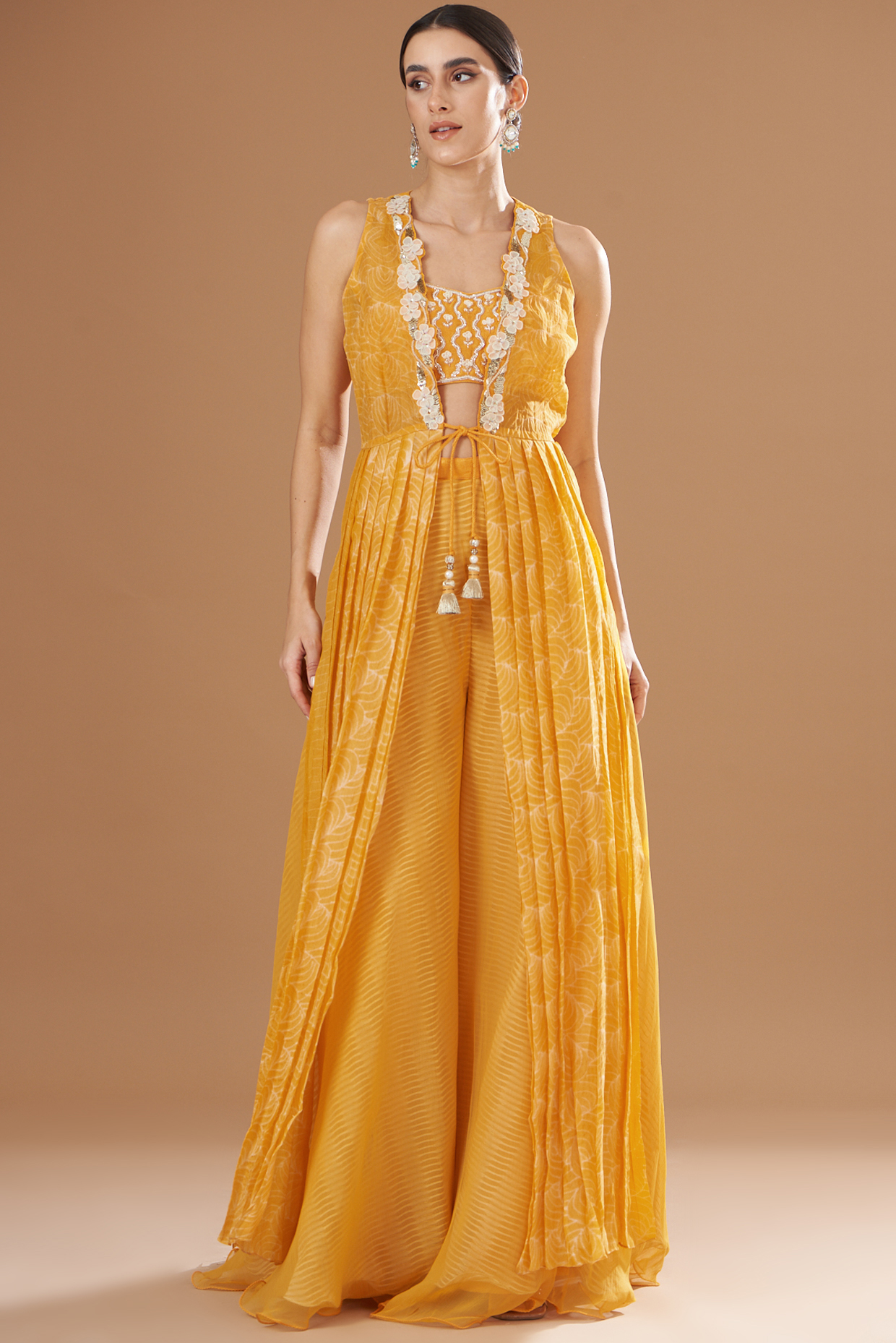 Yellow Shibori Jacket Set by Yashodhara at Pernia's Pop Up Shop