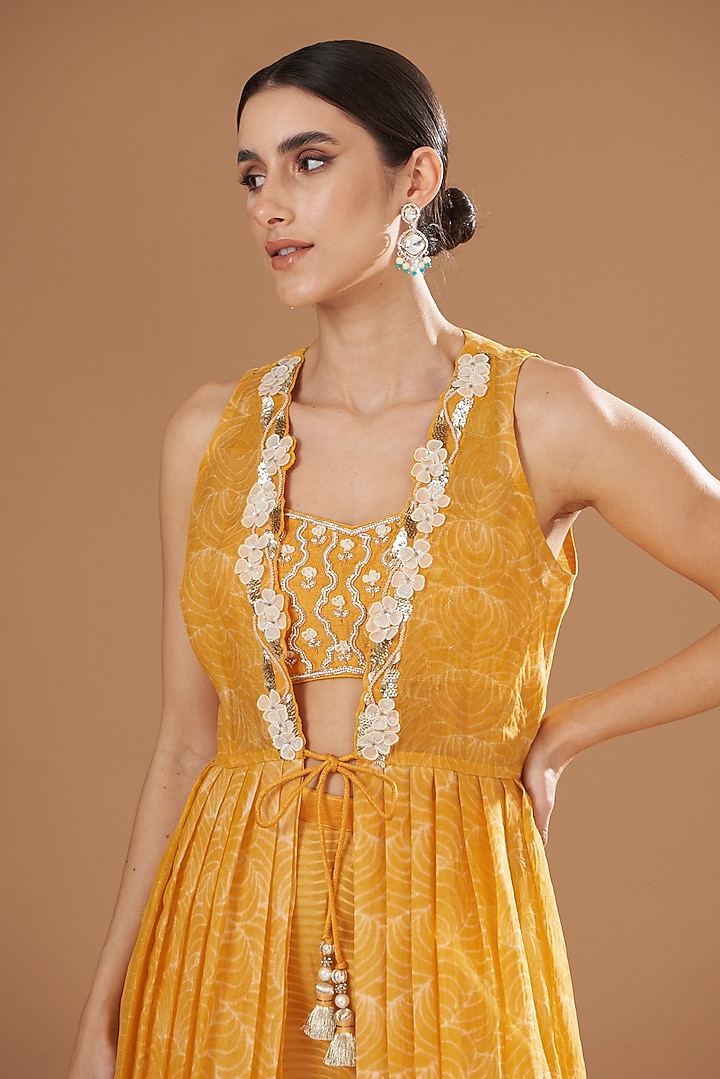 Yellow Shibori Jacket Set by Yashodhara at Pernia's Pop Up Shop
