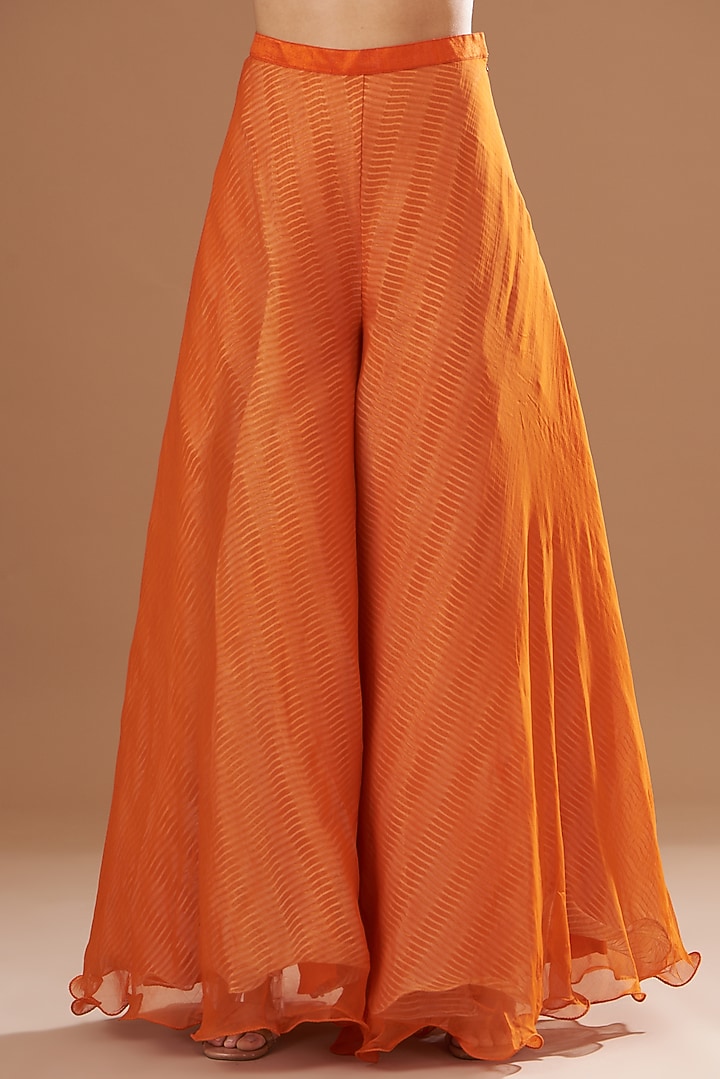 Orange Shibori Embroidered Wedding Anarkali Set by Yashodhara at Pernia's Pop Up Shop