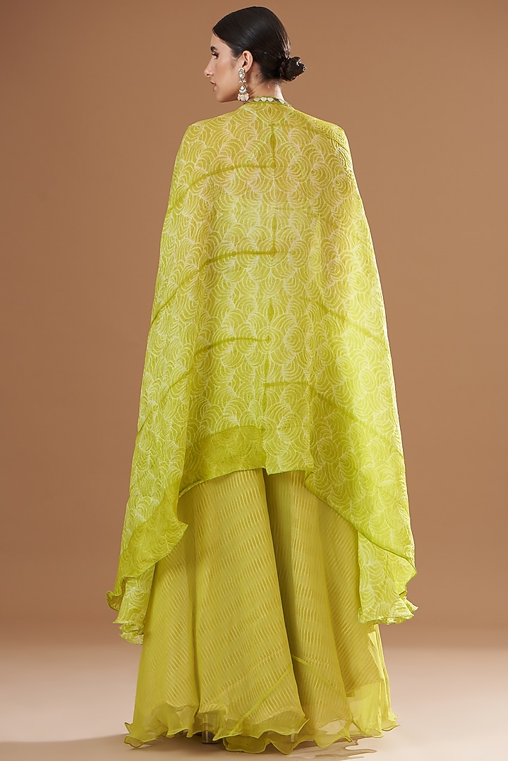 Jade Green Shibori Cape Set by Yashodhara at Pernia's Pop Up Shop