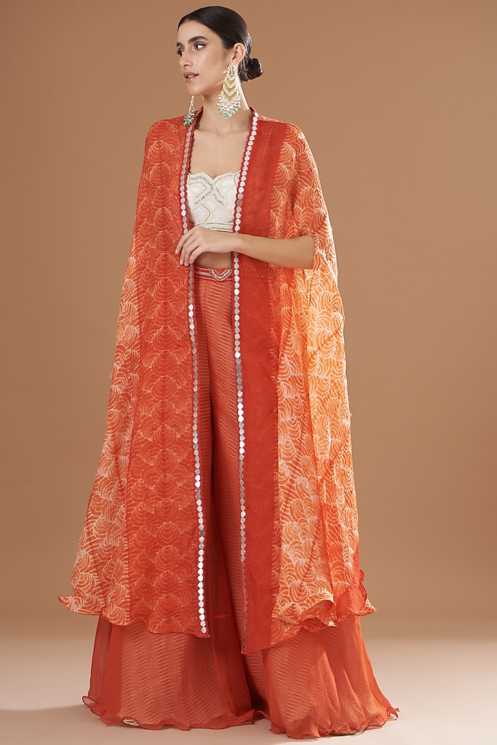 Red Shibori Cape Set by Yashodhara at Pernia's Pop Up Shop