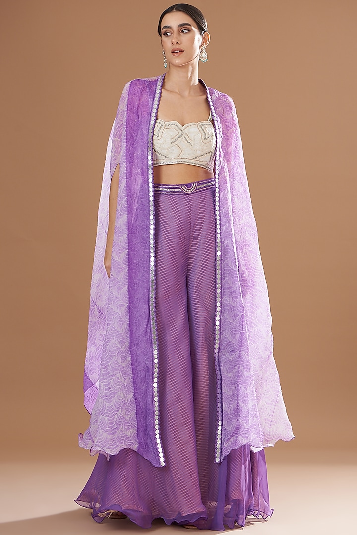 Lilac Shibori Cape Set by Yashodhara at Pernia's Pop Up Shop