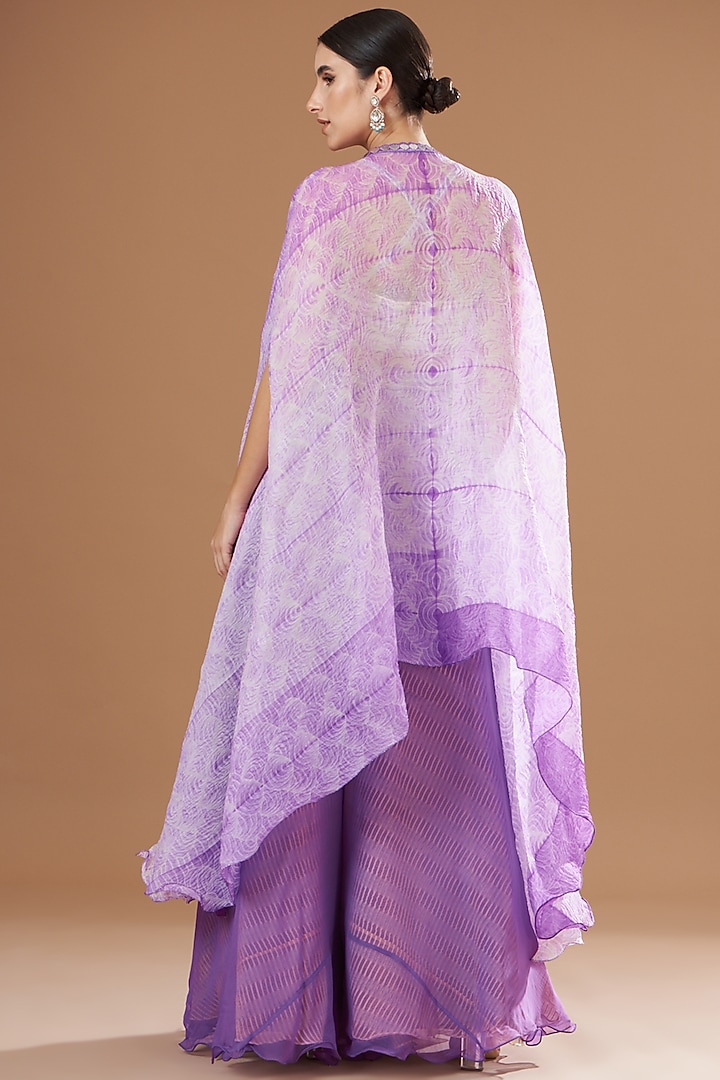 Lilac Shibori Cape Set by Yashodhara at Pernia's Pop Up Shop