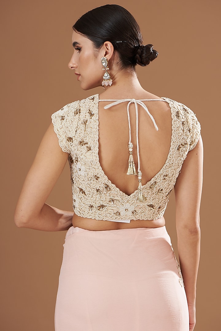 Pink Chiffon Wedding Saree Set by Yashodhara at Pernia's Pop Up Shop