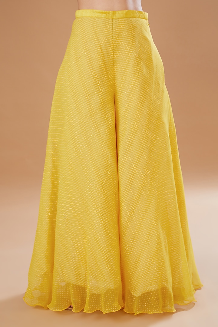 Yellow Raw Silk Embroidered Peplum Jacket Set by Yashodhara at Pernia's Pop Up Shop