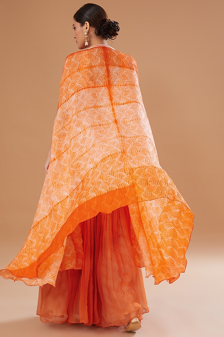 Orange Raw Silk Shibori Embroidered Kurta Set by Yashodhara at Pernia's Pop Up Shop