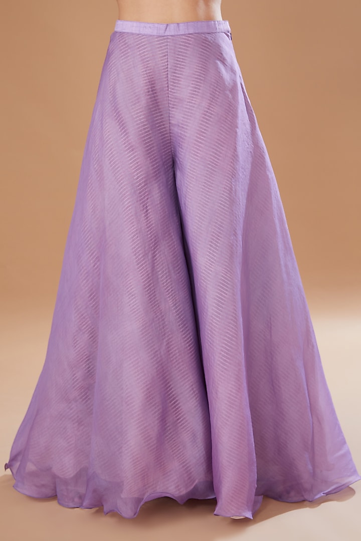 Lilac Organza Shibori Embroidered High Neck Kurta Set by Yashodhara at Pernia's Pop Up Shop